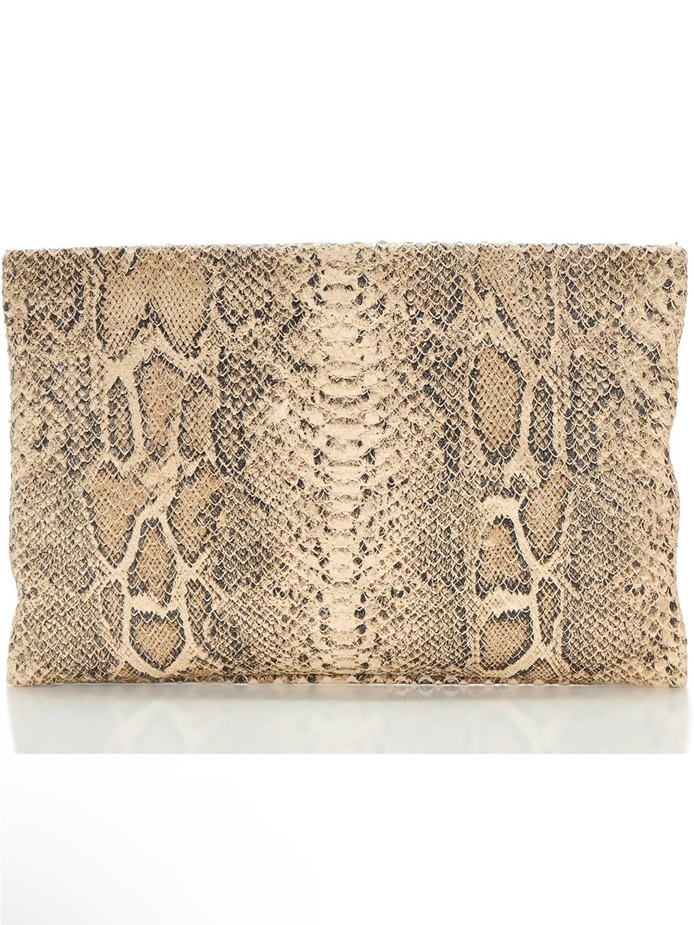 All Saints Beige Snake Embossed Leather Clutch
